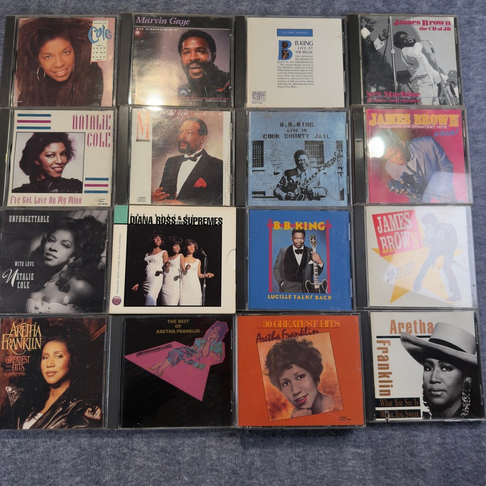 Soul R&B Jazz CD Lot Aretha Franklin James Brown Nat King Cole Marvin Gaye 16pc